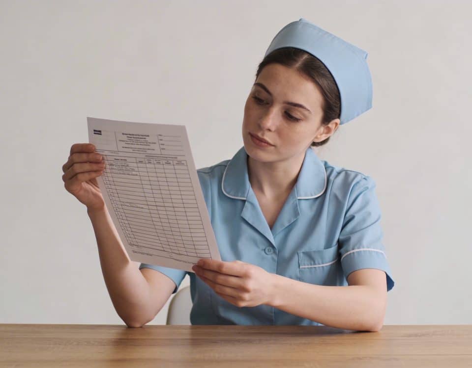 aide soignante verifiant une grille de salaire