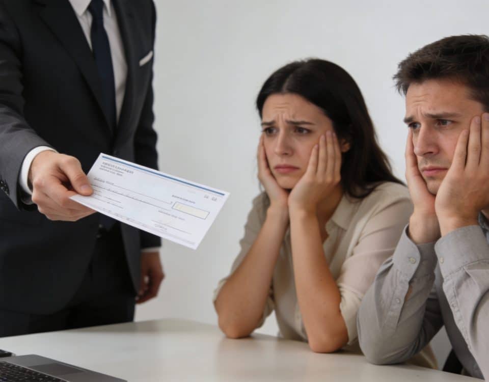 banquier montre faux cheque a couple inquiets