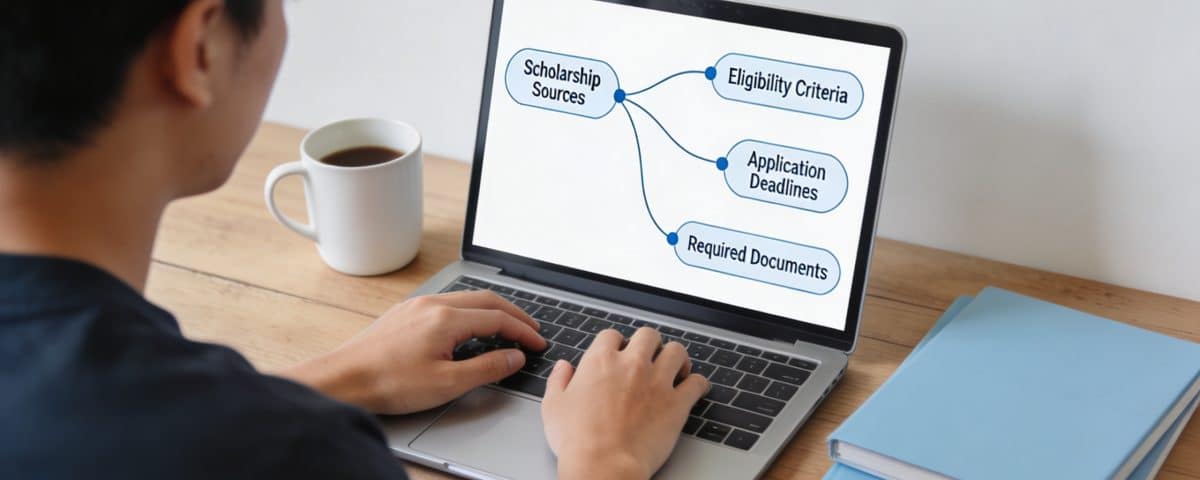 etudiant dessine une carte mentale bourse sur ordinateur