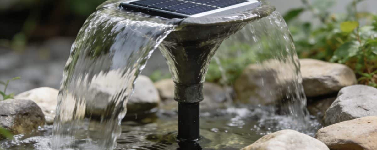 Petite fontaine de jardin solaire en plein jet