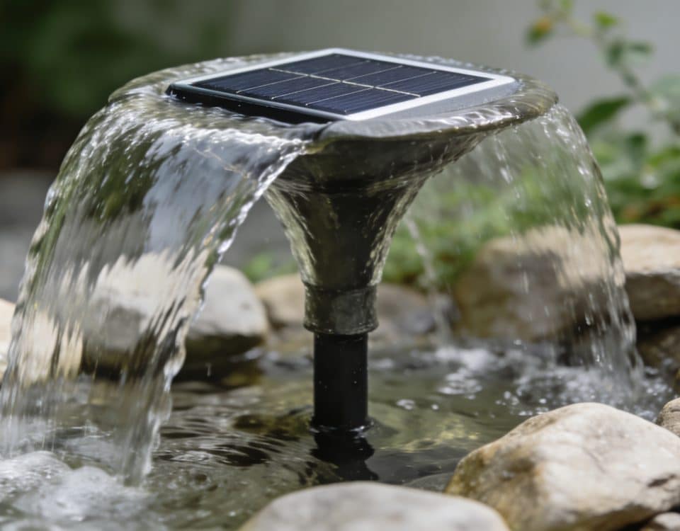 Petite fontaine de jardin solaire en plein jet