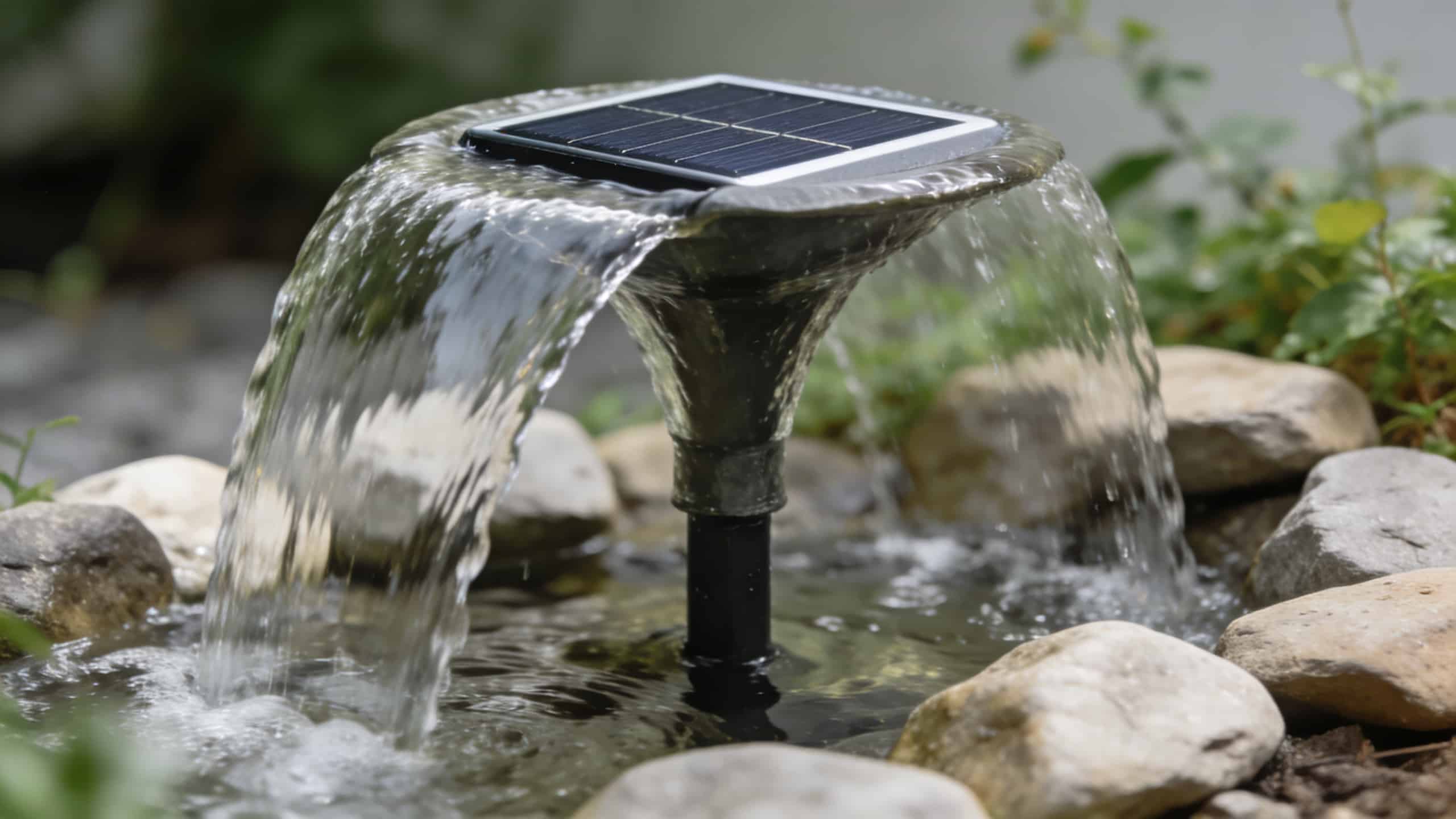 Petite fontaine de jardin solaire en plein jet