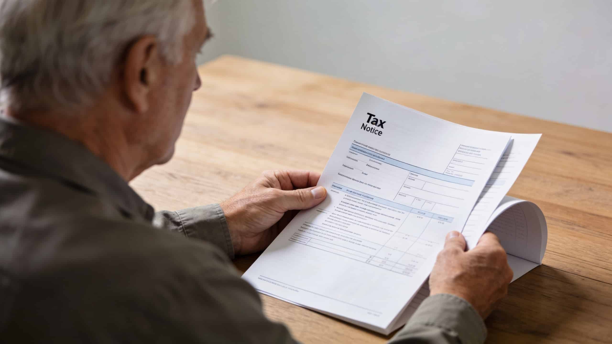 retraité assis à table consultant avis d imposition