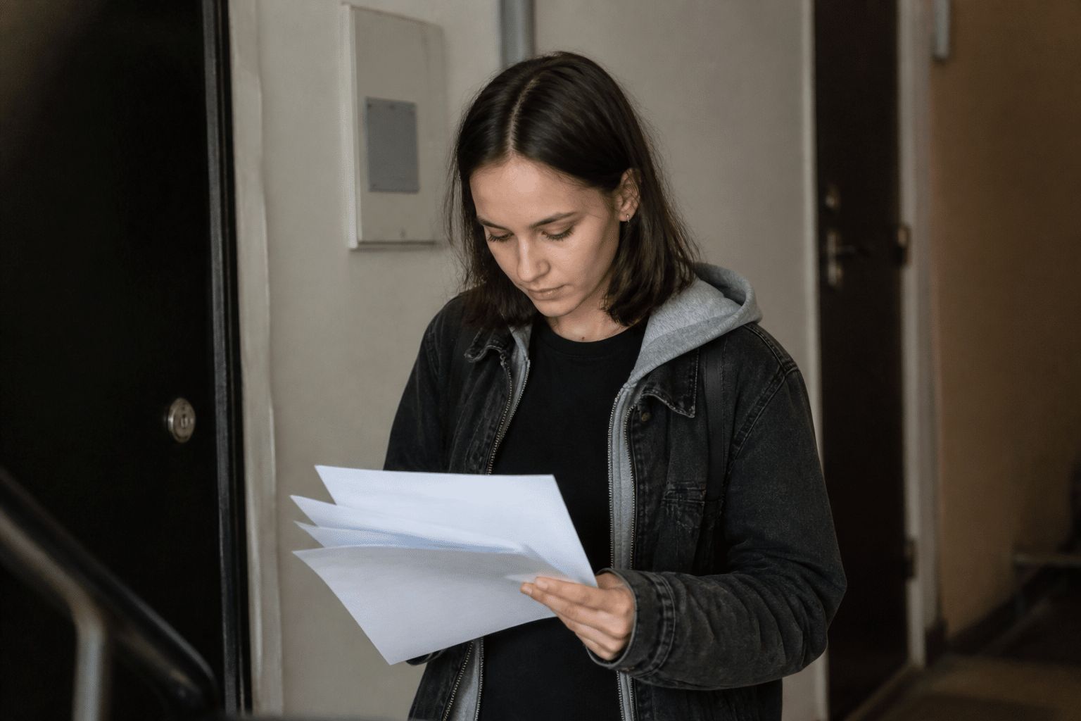 Adolescent tenant documents administratifs à la main