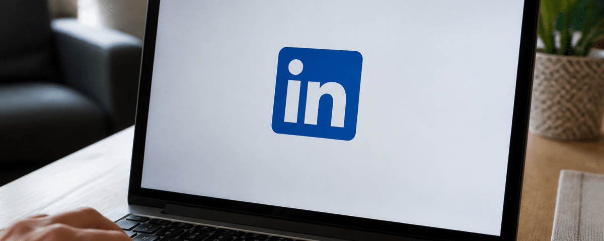 Logo LinkedIn affiche sur ecran ordinateur portable