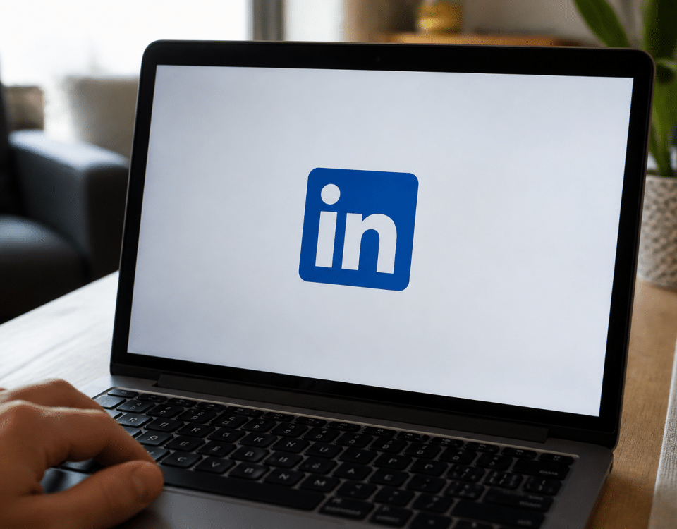 Logo LinkedIn affiche sur ecran ordinateur portable