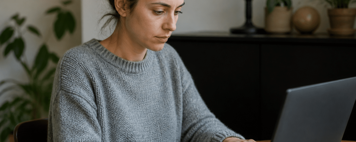 Personne tapant un email sur ordinateur portable