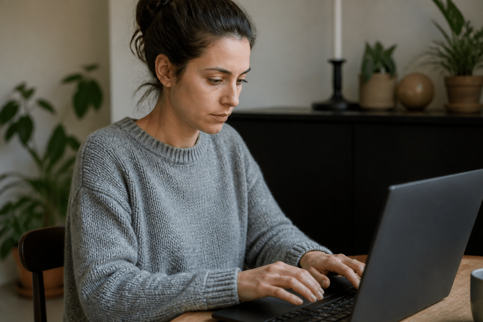 Personne tapant un email sur ordinateur portable