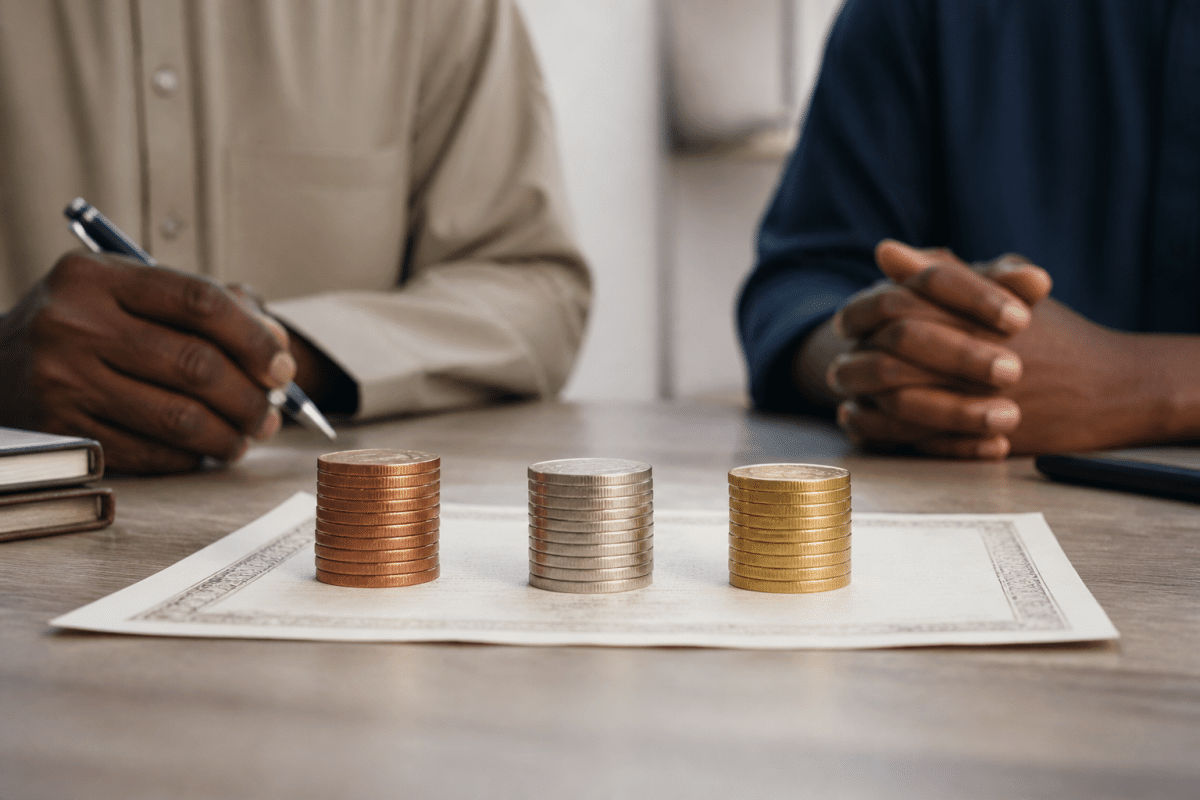 Trois structures financieres disposees sur document islamique