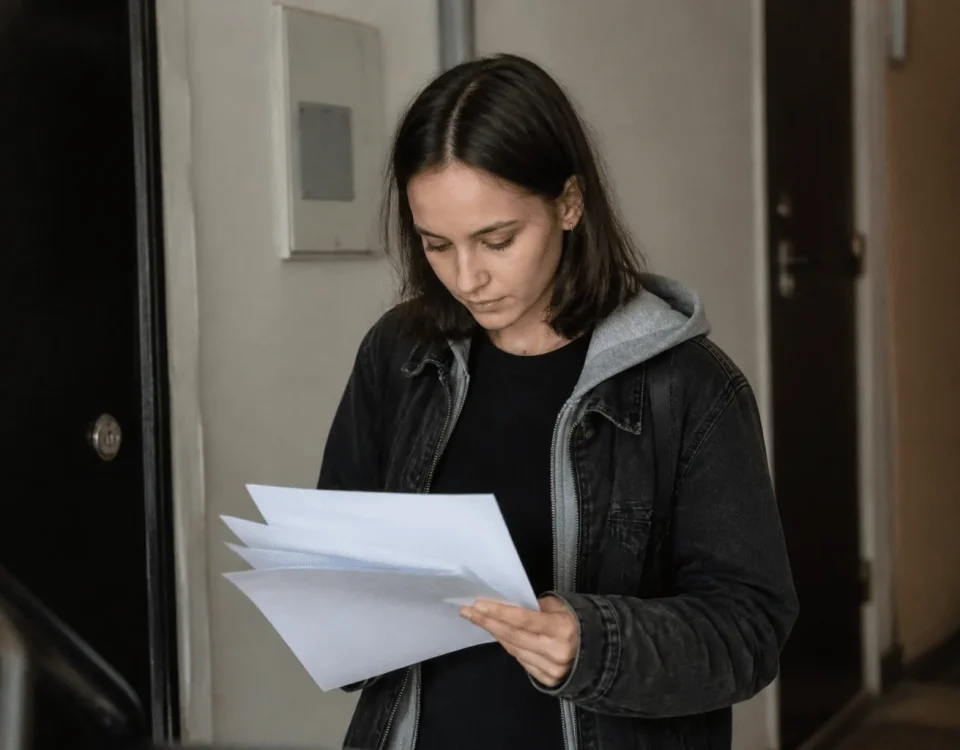 Adolescent tenant documents administratifs à la main