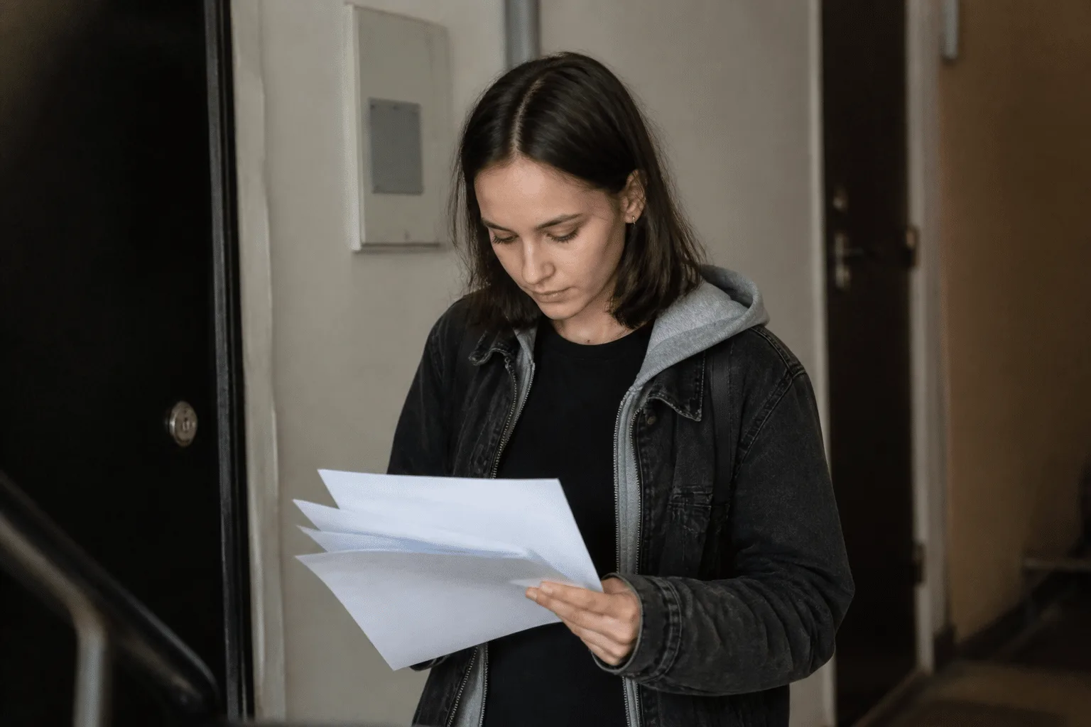 Adolescent tenant documents administratifs à la main